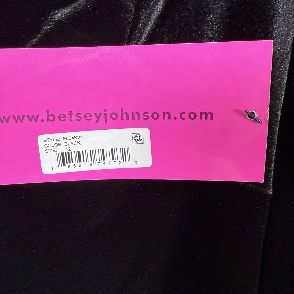 Betsey Johnson Black Velvet V-Neck Long Sleeve Midi Dress Goth Vampire 12 - Picture 7 of 10